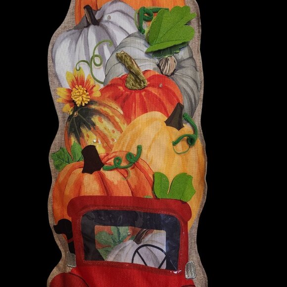 Fall Harvest Pumpkin Welcome Door Sign 34.5''H double sided - Picture 3 of 5